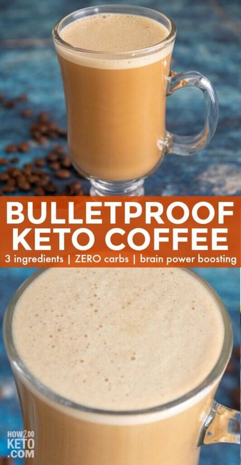 Bulletproof Coffee Recipe, Keto Coffee Recipe, Desayuno Keto, Low Carb Cocktails, Keto Coffee, Keto Drink, Bulletproof Coffee, Keto Foods, Coffee Recipe