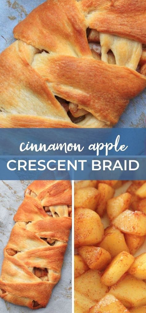 Apple Pie Crissonts, Apple Cream Cheese Braid, Apple Strudel Recipe Crescent Rolls, Apple Pie Crossiant Recipes, Apple Cinnamon Crescent Ring, Crescent Roll Recipes With Apples, Apple Cressant Dessert, Apple Filled Crescent Rolls, Apple Cresent Roll Recipes Pillsbury