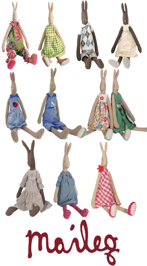 Maileg Rabbits, Maileg Bunny, Maileg Dolls, Bunny Hutch, Rabbit Family, Maileg Mouse, Rabbit Dolls, Shabby Chic Crafts, Fabric Toys