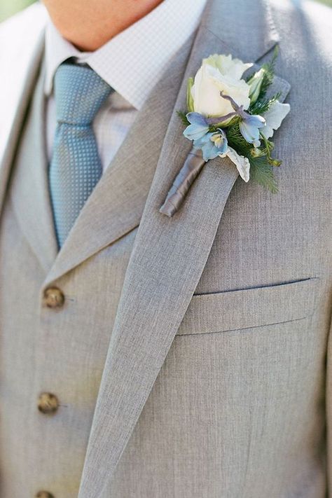 Dusty Blue Wedding Color Palettes 2024, Dusty Blue Bridesmaid Dresses, Navy Blue Groom Suit - ColorsBridesmaid Navy Blue Groom, Grey Wedding Decor, Blue Boutonniere, Blue Wedding Decorations, Jackson Hole Wedding, White Bridal Gown, Dusty Blue Bridesmaid Dresses, Wedding Colors Blue, Dusty Blue Weddings