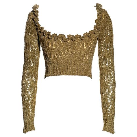 Check out this item from 1stdibs! Vivienne Westwood gold crochet lurex long-sleeve cropped corset, fw 1993: https://www.1stdibs.com/id-v_15234692 Vivienne Westwood Collection, Vivienne Westwood Corset, Westwood Corset, Vintage Vivienne Westwood, Gold Crochet, Cropped Corset, Vivienne Westwood, Crochet, Long Sleeve