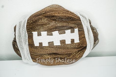 This adorable football deco mesh fall wreath is the perfect touch to the season! All items purchased at dollar tree. Simple and easy to make. Personalize it to fit you! Have fun with it and make it your own! #diy #doityourself #howto #tutorial #football #decomesh #decomeshwreath #dollartree #howtomakeawreath #fall Football Shaped Wreath, Fall Wreath Dollar Tree, Football Wreath Diy, Fall Mesh Wreaths, Fall Deco Mesh Wreath, Fall Deco Mesh, Burlap Wreath Diy, Deco Mesh Wreaths Diy, Sports Wreaths