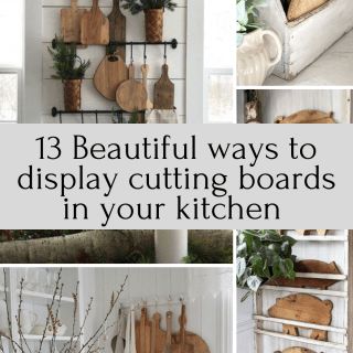 Charcuterie Board Display, Decorate With Baskets, Cutting Boards Wall, Cutting Boards Decor, Cutting Board Storage, Light Kitchen Cabinets, Charcuterie Inspiration, Diy Cutting Board, Kitchen Board