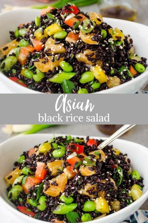 Black Rice Recipe Side Dishes, Black Rice Recipe Healthy, Black Rice Salad Recipes, Black Rice Recipe Dinners, Birthday Salad, Cold Rice Salad Recipes, Red Rice Salad, Black Rice Recipe, Black Rice Salad