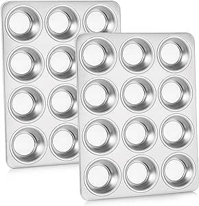 P&P CHEF Muffin Pan Cupcake Baking Pan Set of 2, 12 Cups Muffin Tin Tray, Stainless Steel Muffin Pans for Baking Mini Cake Muffin Tart Quiche, Oven & Dishwasher Safe, Non-toxic & Heavy-duty Lemon Blueberry Muffins Recipe, Stainless Dishwasher, Coffee Cake Recipes Easy, Silicone Baking Cups, Cupcake Baking, Lemon Blueberry Muffins, Homemade Muffins, Muffin Recipes Blueberry, Muffin Pans