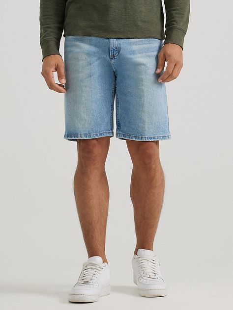 Jean Shorts Men Outfit, Jean Short Outfits, Mens Shorts Outfits, Mens Jean Shorts, Wrangler Shorts, Mens Denim Shorts, Light Jeans, Comfortable Jeans, Cargo Shorts Men