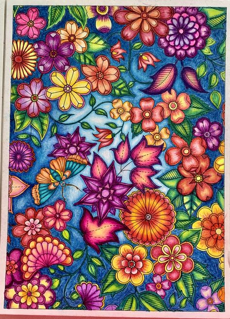 Magical Flower Drawing, Coloring Book Art Beautiful, Mandala Coloring Pages Finished, Finished Coloring Pages For Adults, Finished Coloring Pages, Minion Coloring Pages, Colored Pencil Art Projects, Joanna Basford Coloring, Blending Colored Pencils