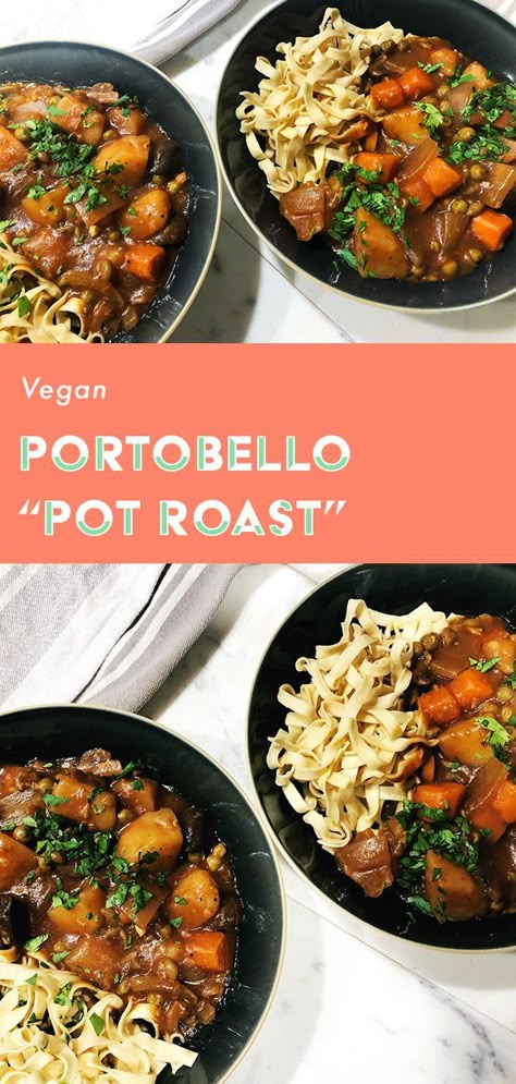 Portobello Pot Roast, Vegan Portobello, Vegan Slow Cooker Recipes, Vegan Crockpot Recipes, Vegetarian Slow Cooker Recipes, Vegan Crockpot, Vegan Slow Cooker, Vegetarian Crockpot Recipes, Slow Cooker Vegetarian