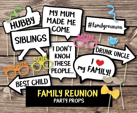 Family Reunion Photo Booth, Family Reunion Ideas Themes, Family Reunion Signs, Photo Booth Backdrop Ideas, Family Reunion Keepsakes, Family Reunion Themes, Family Reunion Decorations, Family Reunion Activities, Family Reunion Photos