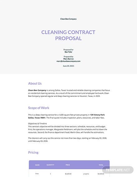 Office Cleaning Service Proposal Template - Google Docs, Word, Apple Pages | Template.net Cleaning Business Proposal Template, Cleaning Proposal Templates Free, Cleaning Business Website, Cleaning Contracts, Business Proposal Sample, Construction Bids, Laundry Business, Proposal Letter, Residential Cleaning Services