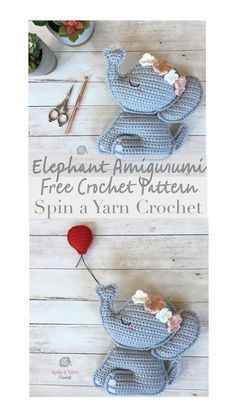 Elephant Crochet Pattern, Elephant Amigurumi, Tiny Teddies, Pola Amigurumi, Amigurumi Elephant, Crochet Elephant, Haken Baby, Crochet Applique, An Elephant