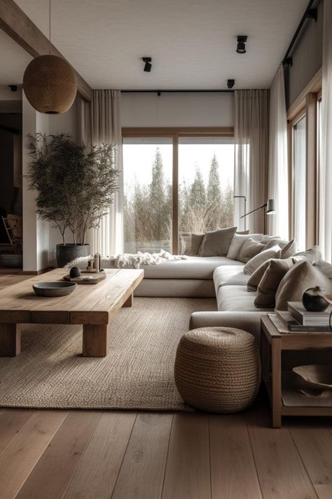 Living Room Zen Style, Japandi Interiors Living Room, Zen Living Rooms, Zen Living Room, Japandi Living Room, Zen Interiors, Japandi Interiors, Japandi Home, Japandi Living