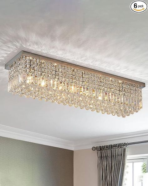 Chandelier For Low Ceiling, Rectangle Chandelier Dining Room, Rectangle Chandeliers, Rectangular Chandelier Dining Rooms, Chandelier Low Ceiling, Rectangle Light Fixture, Modern Dining Room Light, Recessed Lighting Bedroom, Modern Dining Room Light Fixtures