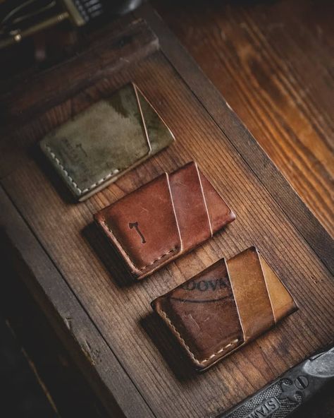 Craft And Lore, Handcrafted Leather Wallet, Mens Leather Accessories, North Idaho, Leather Wallet Pattern, Leather Card Holder Wallet, Leather Craft Projects, Diy Leather Bag, Leather Diy Crafts