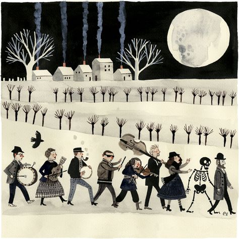 "An Irish Christmas" - The New Yorker Phoebe Bird, Halloween Band, Carson Ellis, Irish Christmas, Art Winter, Art And Illustration, Graphic Arts, Mail Art, Childrens Illustrations