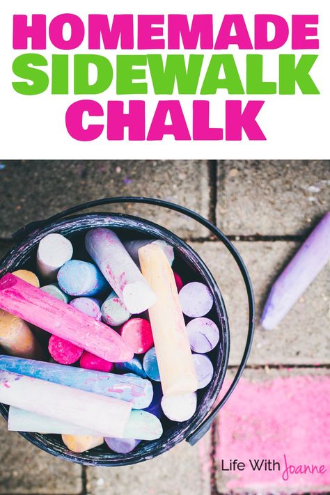 Homemade Sidewalk Chalk - Two Ingredients + Any Color | sidewalk chalk recipe | how to make sidewalk chalk | DIY sidewalk chalk |  via @joannegreco Sidewalk Chalk Storage, How To Make Sidewalk Chalk, How To Make Chalk, Sidewalk Chalk Recipe, Chalk Sidewalk, Diy Sidewalk Chalk, Homemade Sidewalk Chalk, Diy Sidewalk, Sidewalk Chalk Paint