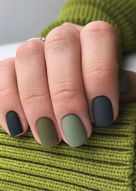 Natural Fall Nails 18 Ideas 2023: Embrace the Beauty of Autumn on Your Fingertips Matte September Nails, Olive Matte Nails, Matte Green Nails Short, Matte Square Nails Short, Matte Green Fall Nails, Green Matt Nails, Olive Green Nails Short, Matte Gel Nails Short, Olive Color Nails