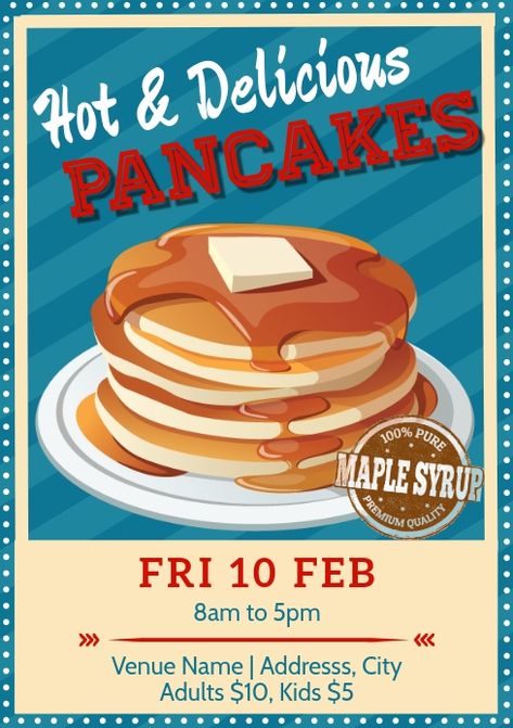 250  Pancake Breakfast Customizable Design Templates | PosterMyWall Pancake Poster Design, Pancake Menu Design, Breakfast Graphic Design, Breakfast Poster Design, Pancake Day Poster, Pancake Poster, Pancake Logo, Pancake Box, Pancake Restaurant