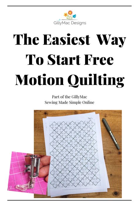 Free motion quilting is easy if you follow a few simple steps. Let me show you how to master is setting up and what to practise. via @GillyMacDesigns Free Motion Quilting Practice Sheets, How To Free Motion Quilt For Beginners, Free Motion Quilting Patterns Beginner, Walking Foot Quilting Designs Simple, Quilting Patterns Free Templates, Easy Free Motion Quilting Patterns, Free Motion Quilting For Beginners, Easy Free Motion Quilting Designs, Free Motion Quilt Tutorial