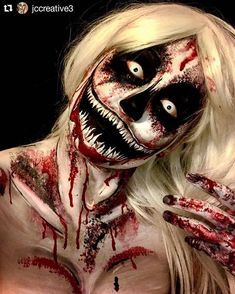 Creative Makeup Halloween, Halloween Makeup Sfx Scary, Scary Makeup For Halloween, Haunt Makeup Ideas, Fantasy Halloween Makeup, Halloween Creative Makeup, Halloween Scary Makeup Looks, Sfx Scary Makeup, Creepy Make Up