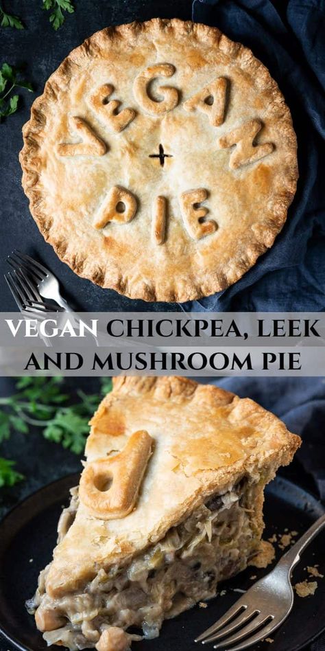 Leek And Mushroom Pie, Chickpea Mushroom, Vegan Stuffing, Mushroom Vegan, Vegan Pies Recipes, Vegetarian Pie, Vegan Pot Pies, Recipes For Thanksgiving, Stuffing Recipes For Thanksgiving