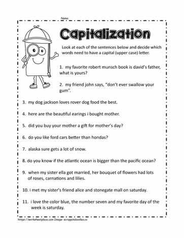 Capital Letters Worksheet 3 Capitalization Activities, Capital Letters Activities, Capitalization Worksheets, Capital Letters Worksheet, Punctuation Activities, Punctuation Worksheets, Use Of Capital Letters, Abc Worksheets, Homework Helpers