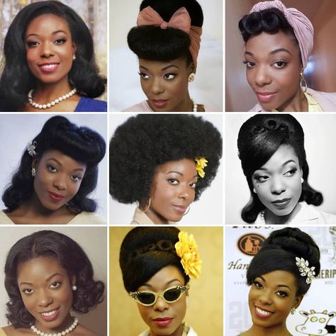 1950s Black Women, 1950s Hairstyles For Long Hair, 1950 Hairstyles, 50's Hairstyles, 1950’s Hair, 1950 Hairstyle, 50 Year Old Woman, 40s Hairstyles, Prom Hair Medium