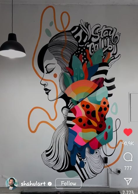 Shahul Art, Bedroom Wall Drawing Ideas Creativity, Wall Drawing Ideas Creativity, Wall Drawing Ideas, Mural Cafe, Hummingbird Art, Cafe Art, Wall Drawing, Mural Wall