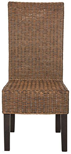 Safavieh Home Collection Arjun Brown Wicker Dining Chair (Set of 2), 18 Wicker Dining Chair, Dark Hardwood, Wicker Dining Chairs, Parsons Chair, Rattan Dining, Rattan Dining Chairs, White Dining Chairs, Solid Wood Dining Chairs, Set Decor