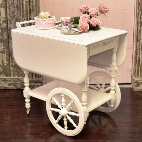 Antique Tea Cart, Vintage Tea Cart, Furniture Transfers, Tea Cart, Romantic Shabby Chic, Shabby Chic Dresser, France Vintage, Shabby Chic Bedroom, Shabby Chic Bedrooms