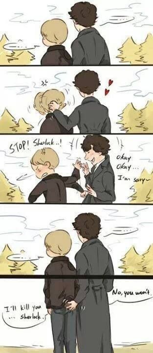 Sherlock - funny. I cried with laughter. Sherlock Meme, Johnlock Fanart, John Lock, Sherlock Holmes John Watson, Sherlock Art, Funny Sherlock, Benedict And Martin, Sherlock Holmes Bbc, Sherlock 3