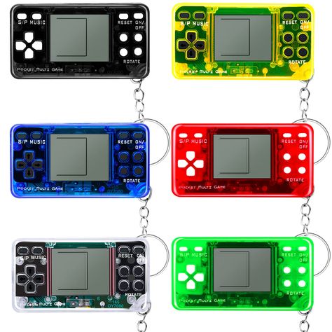 PRICES MAY VARY. VIDEO GAME PARTY FAVORS - It's a keychain and a mini game console with 26 classic games, each with 99 different difficulty levels. It will be popular with most people. You can use it at video game parties, family parties, birthday parties. PACKAGE INCLUDED - 6Pack gamer party favors keychains with 6 different colors inlcuding black, red, blue, green, transparent and yellow. MINI SIZE VIDEO GAME KEYCHAIN - The video game keychain with 2 different dimensions, one of the portable r Gamer Party Favors, Cool Party Favors, Video Game Party Favors, Video Game Party Decorations, Game Keychain, Video Game Birthday Party, Gamer Party, Video Games Birthday Party, Gamer Birthday