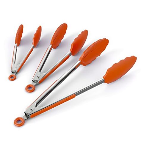 ChefStir Kitchen Tongs NonStick Silicone Heavy Duty Stainless Steel Set of 3 7 912 Inch Best Kitchen Collection for Cooking Grilling or Barbecue Orange Kitchen Tongs, Kitchenware Set, Silicon Utensils, Tongs Kitchen, Classic Kitchens, Car Freshener, Kitchen Collection, Non Stick, Cookware Set