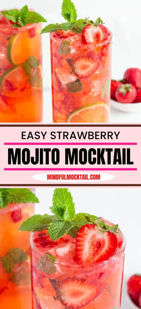 Mojito Recipe Mocktail, Strawberry Cucumber Mojito, Mojito Mocktail Recipe Pitcher, Mocktail Strawberry Daquiri, Make Ahead Mojito Recipe, Mojitos By The Pitcher Recipe, Non Alcoholic Drinks Strawberry, Peach Strawberry Mocktail, Peach Mojito Mocktail