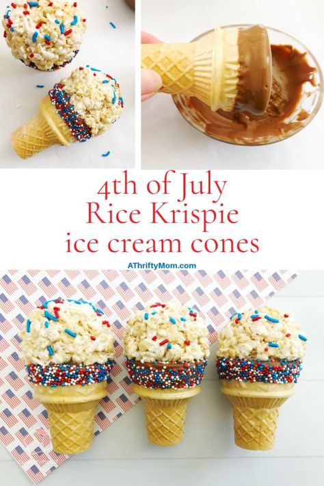 Make these 4th of July Rice Krispie treat ice cream cones for a sweet treat. The kids and adults will love this tasty twist on a classic. Chocolate Rice Crispy Treats, Matcha Cheesecake, Mom Recipes, Krispy Treats, Sleepover Food, Rice Krispy, Birthday Inspo, Kids Party Food, Ice Cream Cones