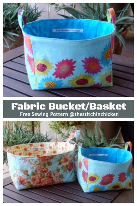 Fabric Basket Free Sewing Patterns | Fabric Art DIY Fabric Art Diy, Baskets Diy, Fabric Bucket, Sewing Tutorials Bags, Fabric Basket Tutorial, Sew Bags, Diy Sewing Gifts, Big Handbags, Crafts Sewing Projects