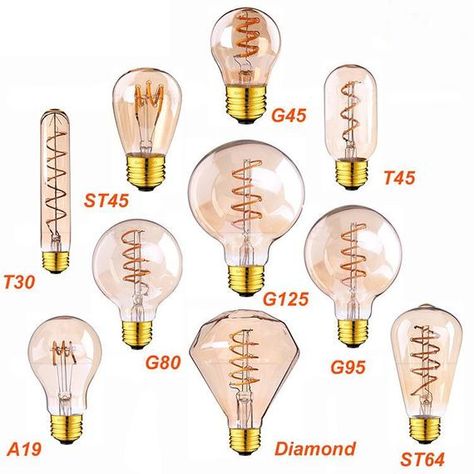 Bulbs Amber Edison Antique LED Light Bulb Lamp Retro Soft Filament Dimmable Industrial Style Flexible LED - Industrial Style Flexible LED in Vintage Curved Style Spiral Filament bulb with  E27 base With modern technology LED /110v  for USA and Canada or 220v for other countryYou will get 1 Edison style LED light bulbs with boxes as photos show. The average life for this bulbs is 40,000hrs. Color Warm white as show. Amber Glass, very attractive antique style. very good for cafe and restaurant des Cheap Lamp, Cement Pendant Light, Edison Lamp, Filament Bulb Lighting, Edison Lighting, Light Bulb Lamp, Lampe Decoration, Filament Bulb, Luminaire Design