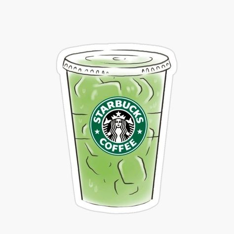 Starbucks Aesthetic, Starbucks Matcha, Tea Wallpaper, Preppy Stickers, Drink Stickers, Red Bubble Stickers, Cute Laptop Stickers, Bubble Stickers, Green Sticker