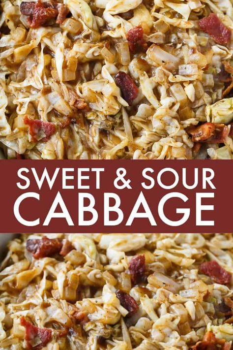 Cajun Chicken Rice, Pork Cabbage, Cabbage Side Dish, Sweet And Sour Recipes, Sweet And Sour Cabbage, Cabbage Casserole Recipes, Sour Cabbage, Cabbage Casserole, Cabbage And Bacon