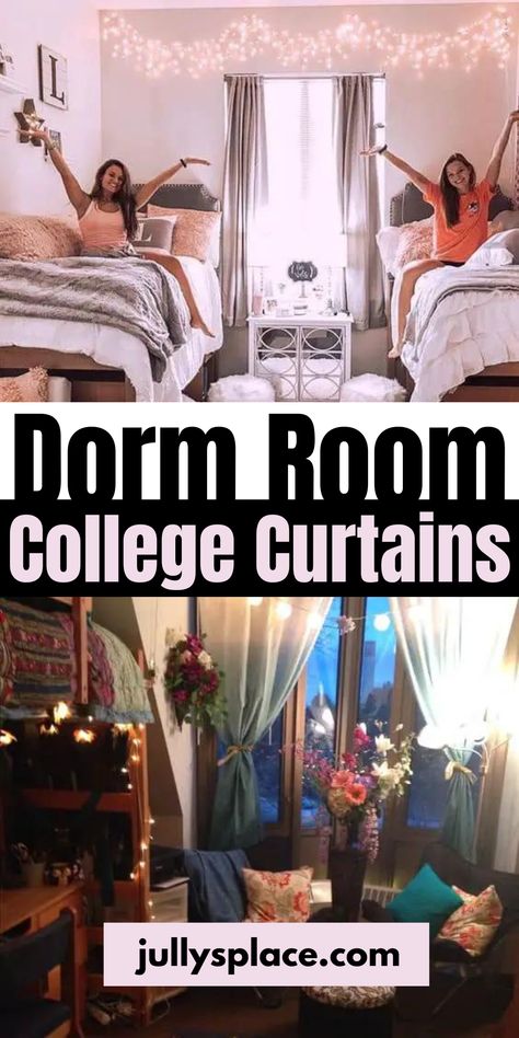 Dorm Room Curtains How To Hang Curtains In Dorm Room, Dorm Room Curtain Ideas, Curtains For Dorm Room, Dorm Curtain Hacks, Dorm Room Window Ideas, Dorm Window Ideas, Dorm Room Curtain Hacks, Dorm Curtain Ideas, Dorm Closet Curtain