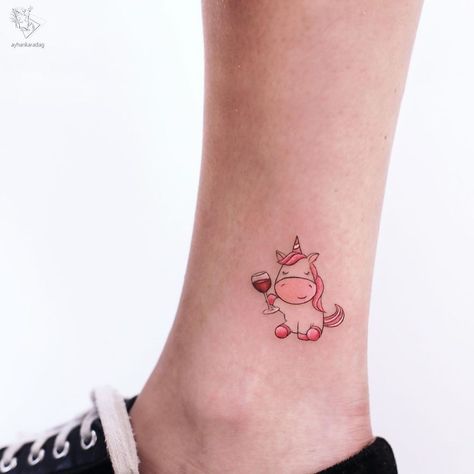 I Create Minimal And Colorful Tattoo Designs (52 Pics) Colorful Tattoo Designs, Small Unicorn Tattoo, Dreamer Tattoo, Wine Tattoo, Unicorn Tattoo, Colorful Tattoo, Minimal Tattoo Design, Unicorn Tattoos, Nature And Animals