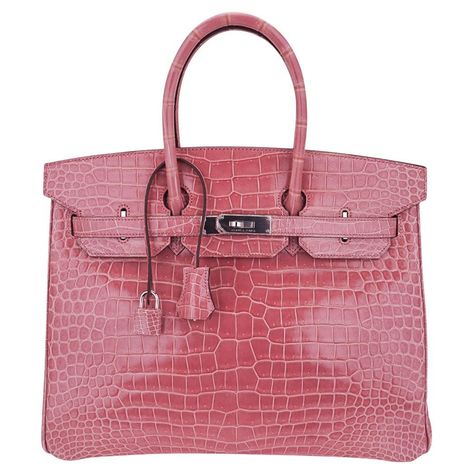 Hermes Crocodile Bag, Hermes Birkin Handbags, Rare Roses, Handbag Hardware, Hermes Birkin 35, Crocodile Bags, Crocodile Skin, Hermes Bags, Hermes Bag