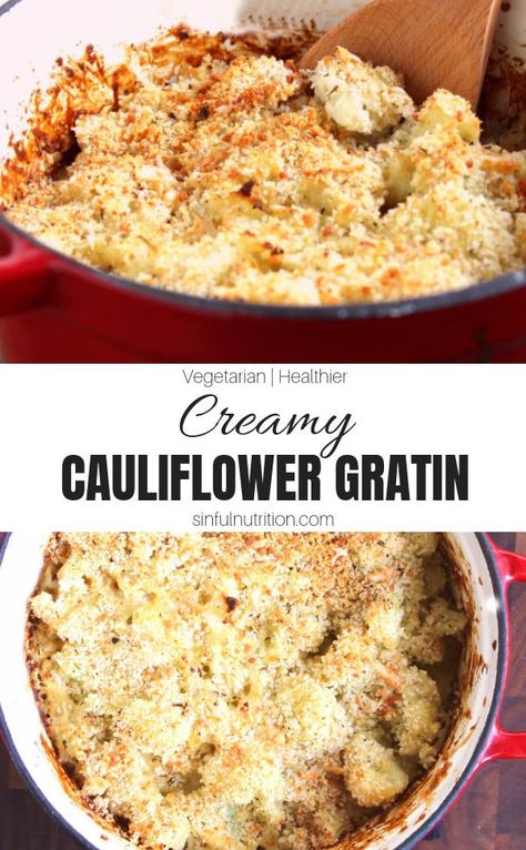 Creamy Cauliflower Gratin - Sinful Nutrition Southern Veggies, Vegetable Casseroles, Aip Diet Recipes, Keto Board, Paleo Side Dishes, Autoimmune Paleo Recipes, Aip Paleo Recipes, Cauliflower Gratin, Paleo Sides