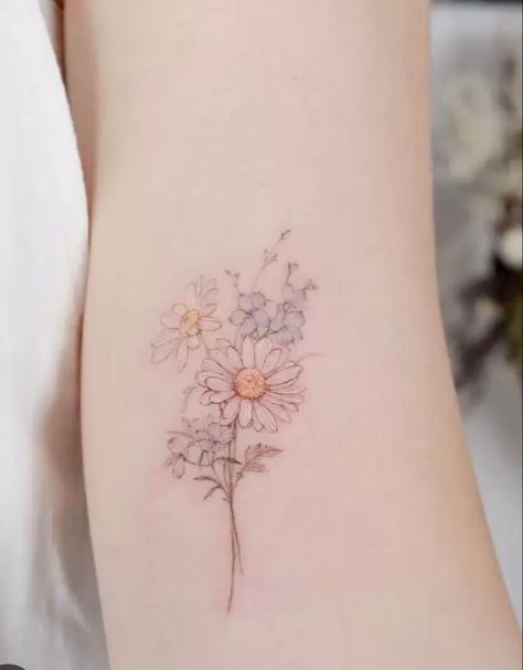 Daisy And Daffodil Tattoo, Larkspur Flower Tattoo, Delphinium Tattoo, Daisy Tattoo Meaning, Larkspur Flower Tattoos, Flower Tattoo Meaning, Music Lover Tattoo, Special Tattoo, Larkspur Tattoo