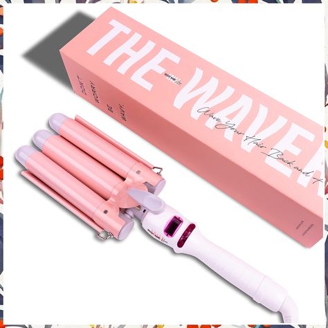 INH Beach Waver Curling Iron | Hair Waver 3 Barrel Ceramic Curler Wand, Digital Temperature Control, Rotating Cord, Thick and Beach Waver Curling Iron, Hair Thickening Powder, Waver Curling Iron, Beach Waves Curling Iron, Hair Waver Iron, Beachwaver Curling Iron, Waver Iron, 3 Barrel Curling Iron, Wand Curling Iron