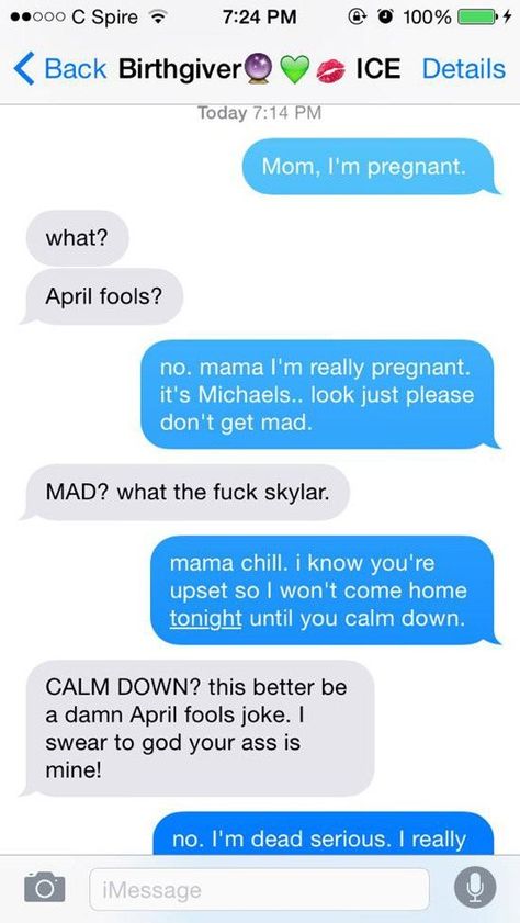 Top 10 Funniest April Fool's Text Messages - NoWayGirl Funniest Text Messages, April Fools Pranks, Dont Get Mad, I'm Pregnant, 10 Funniest, April Fools Day, April Fools, Funny Text Messages, Text Messages