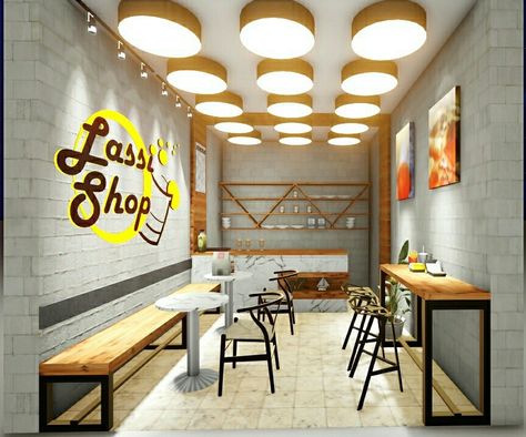 In this design we used SketchUp for 3d design and lumion for lighting & rendering. Dairy Shop Interior Design, Dairy Shop Design, Restaurant Interior Design Small, Small Cafe Ideas, Mini Restaurant Design, Cafe Interior Design Small, Small Cafe Interior, Small Restaurant Interior, Restaurant Chairs Design