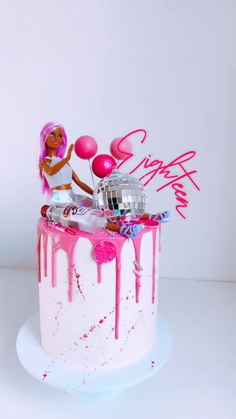 Disco Ball Barbie Cake, Disco Barbie Birthday Cake, Come On Barbie Lets Go Party Cake, Drink Barbie Cake, Disco Barbie Cake, Barbie Birthday Cake 21, Barbie Inspired Cake, Drunk Barbie Cake 21st, Diva Birthday Cakes