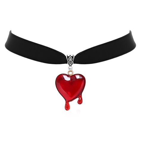 PRICES MAY VARY. Dropping Blood Heart Choker: This blood dripping love necklace is vampire style, the pendant is a red heart dripping blood, the red heart represents love and passion, and the design of dripping blood effect enhances this implication, gothic design and dripping blood The combination of effects brings a visual impact and a very personal charm. Reliable Material: This necklace is made of high quality acrylic and black velvet, The black velvet necklace is made of suede material, whi Red Vampire Dress, Vampire Choker, Heart Dripping, Vampire Accessories, Vampire Style, Dripping Heart, Blood Heart, Dripping Blood, Vampire Necklace