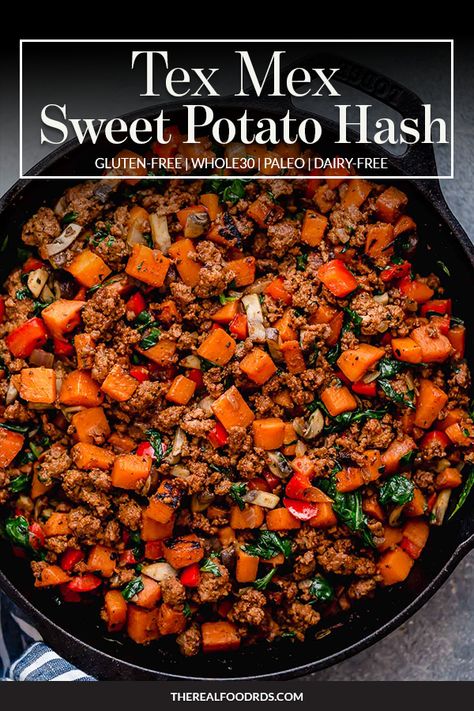 Tex Mex Sweet Potato, Dinner Quick, Plats Healthy, Diner Recept, Potato Hash, Sweet Potato Hash, Taco Meat, Ground Turkey Recipes, Minced Meat